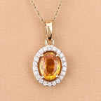 Natural Yellow Sapphire Pendant With Diamonds 1.74 Carats 14K Yellow Gold