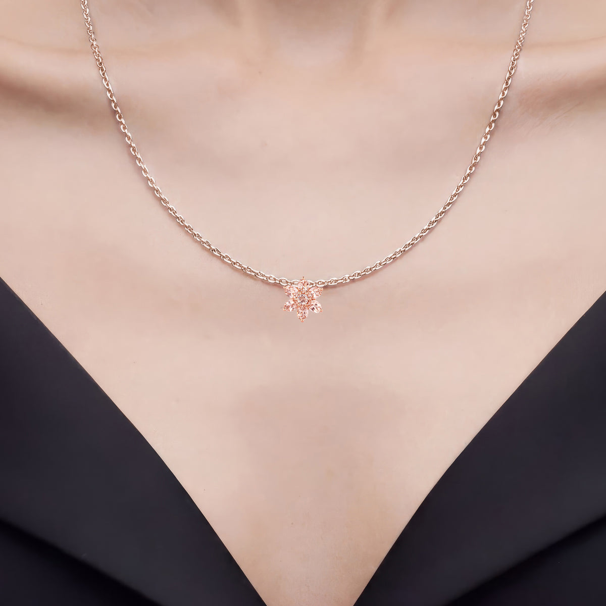 Morganite Flower Pendant 0.96 Carats 10K Rose Gold