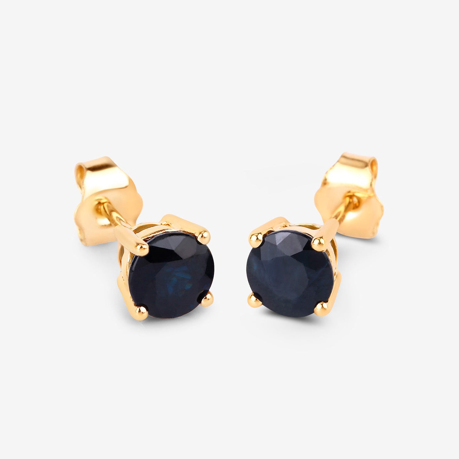 Blue Sapphire Stud Earrings 1.69 Carats 10K Yellow Gold
