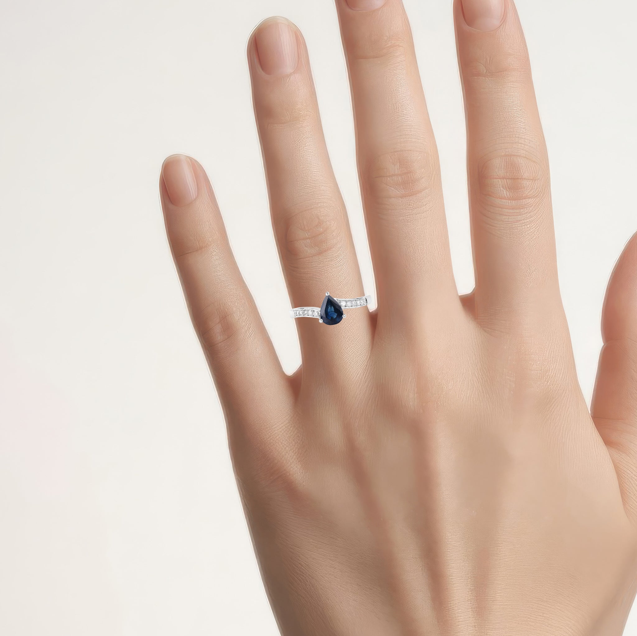 Blue Sapphire Ring With Diamonds 0.83 Carats 14K White Gold