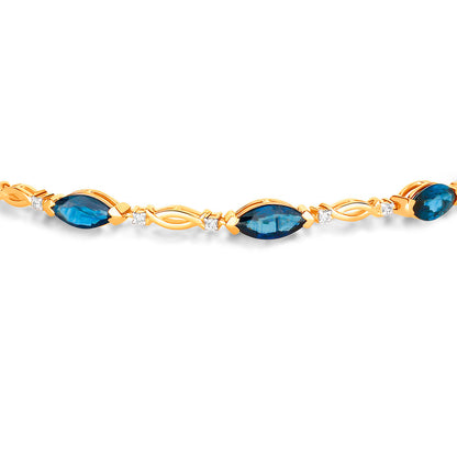 Natural Blue Sapphire Bracelet With Diamonds 5.54 Carats 14K Yellow Gold