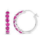 Natural Ruby Hoop Earrings 2.78 Carats Sterling Silver