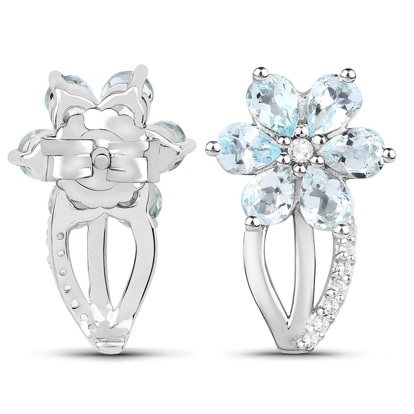 Aquamarine Earrings White Topaz 1.52 Carats Sterling Silver