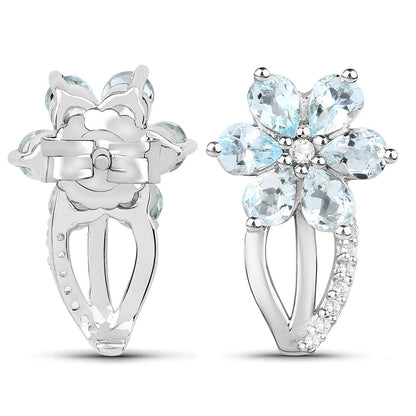Aquamarine Earrings White Topaz 1.52 Carats Sterling Silver