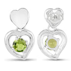Peridot Heart Earrings 1.58 Carats Sterling Silver
