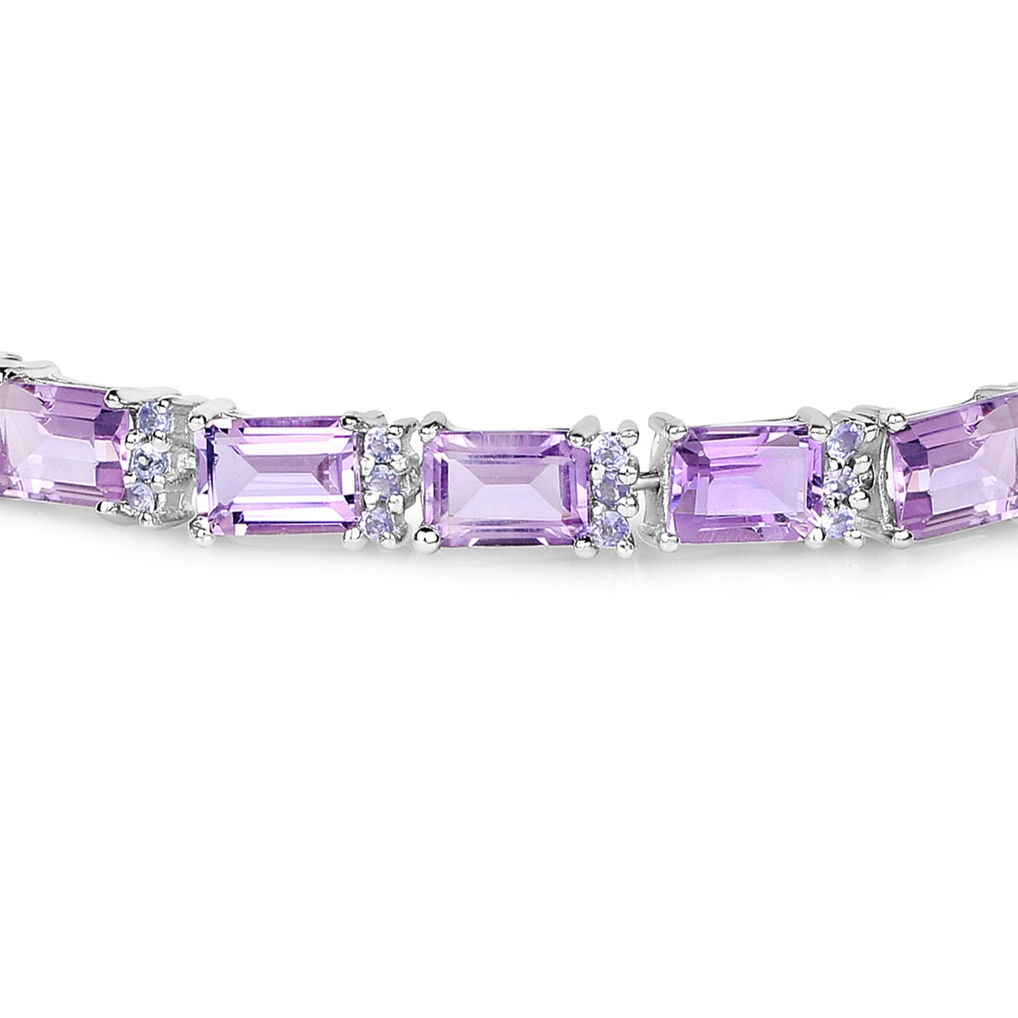 Amethyst Tennis Bracelet With Tanzanites 19 Carats Rhodium Plated Silver