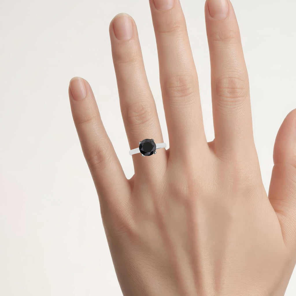 Black Diamond Ring 2.98 Carats 14K White Gold