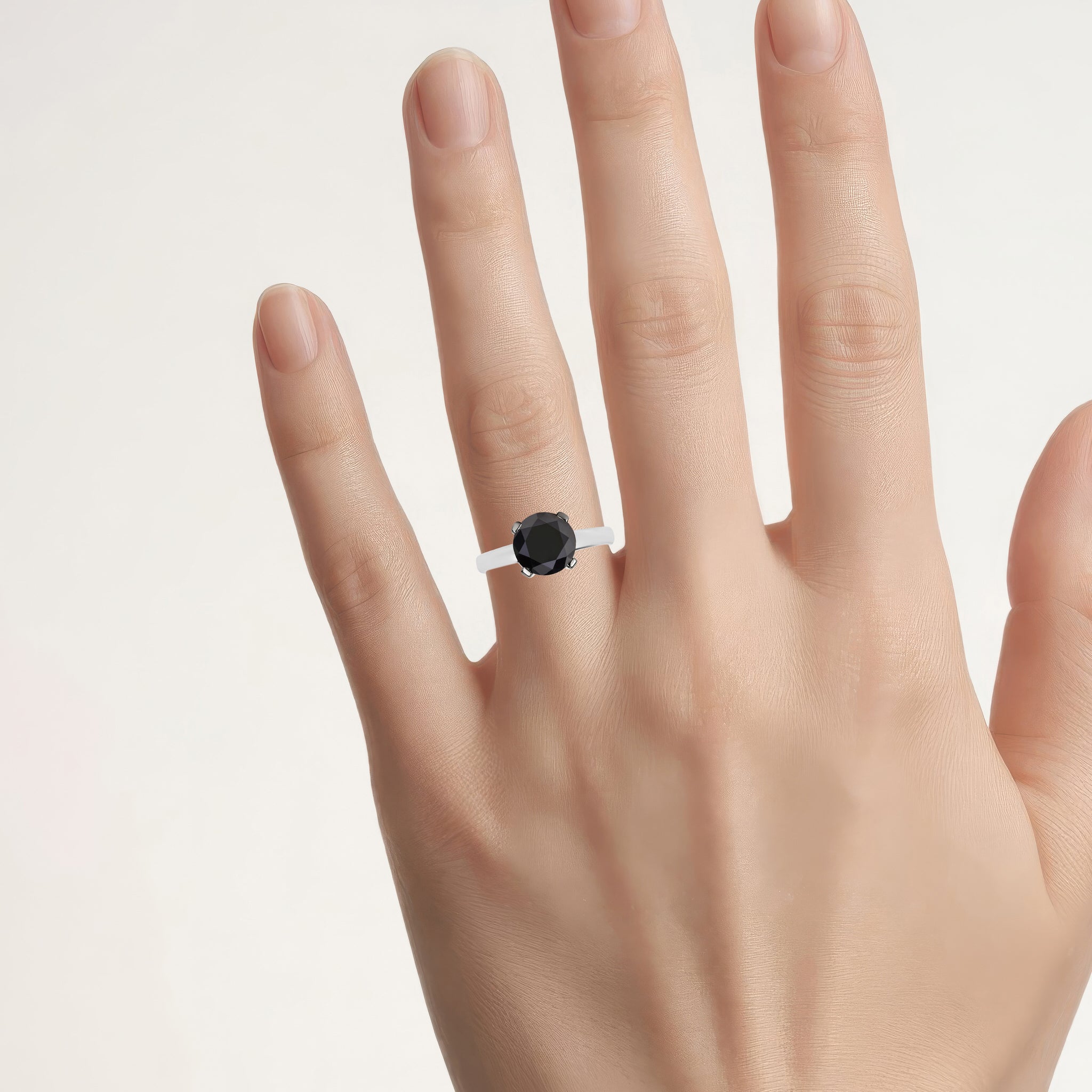 Black Diamond Ring 2.98 Carats 14K White Gold