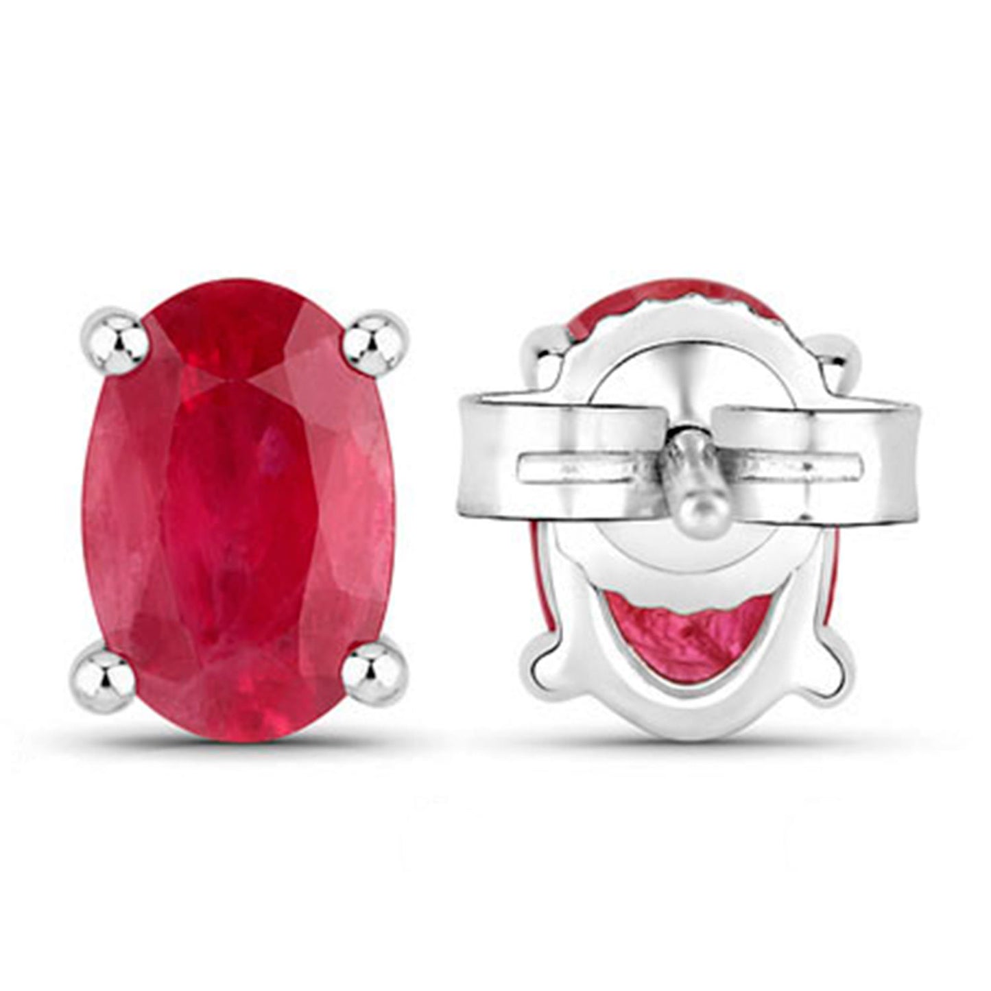 Natural Ruby Stud Earrings 1.02 Carats 10K White Gold