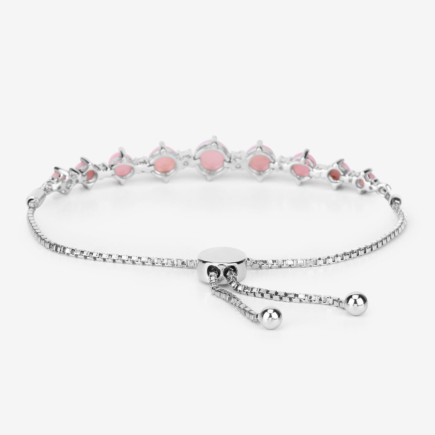 Pink Opal Bracelet With White Topaz 5.3 Carats Sterling Silver