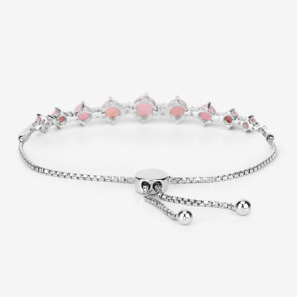Pink Opal Bracelet With White Topaz 5.3 Carats Sterling Silver