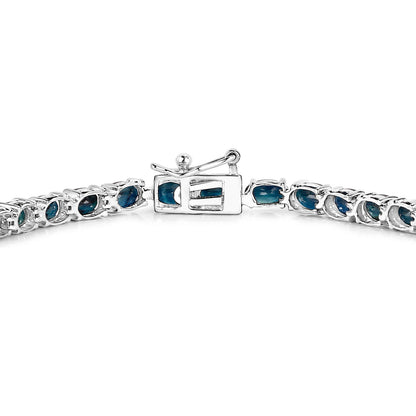 Blue Sapphire Bracelet 7.46 Carats 14K White Gold