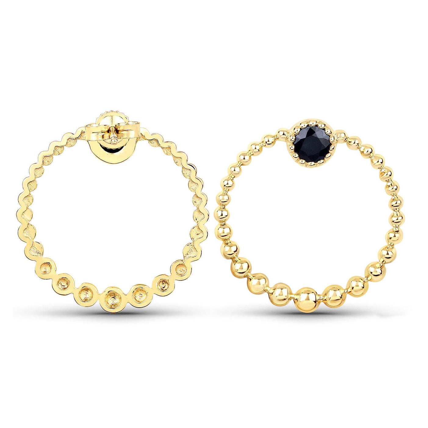 Blue Sapphire Earrings 0.36 Carats 10K Yellow Gold