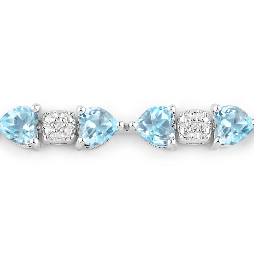 Blue Topaz Tennis Bracelet With Diamonds 11 Carats Sterling Silver