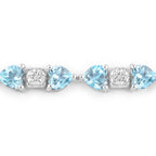 Blue Topaz Tennis Bracelet With Diamonds 11 Carats Sterling Silver