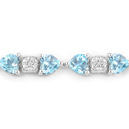 Blue Topaz Tennis Bracelet With Diamonds 11 Carats Sterling Silver