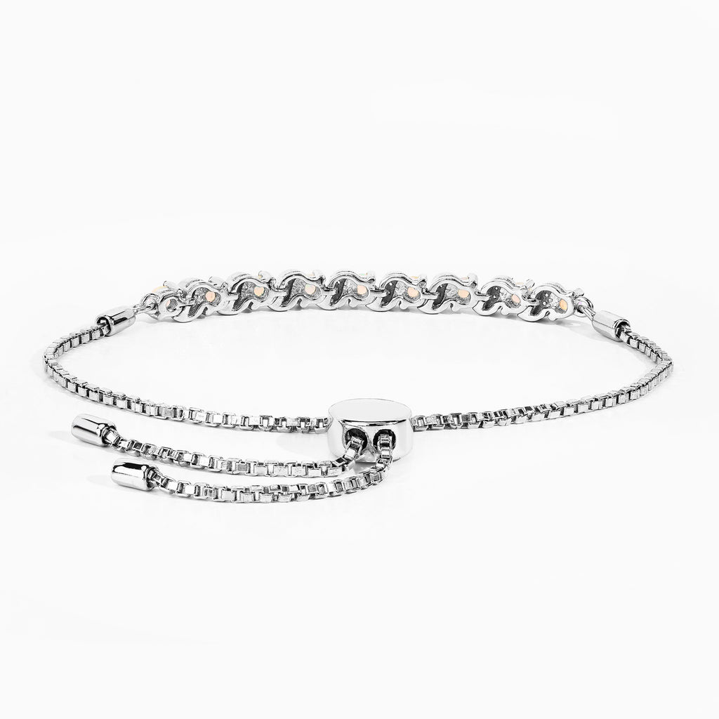 Ethiopian Opal Bracelet With White Topaz 0.86 Carats Sterling Silver