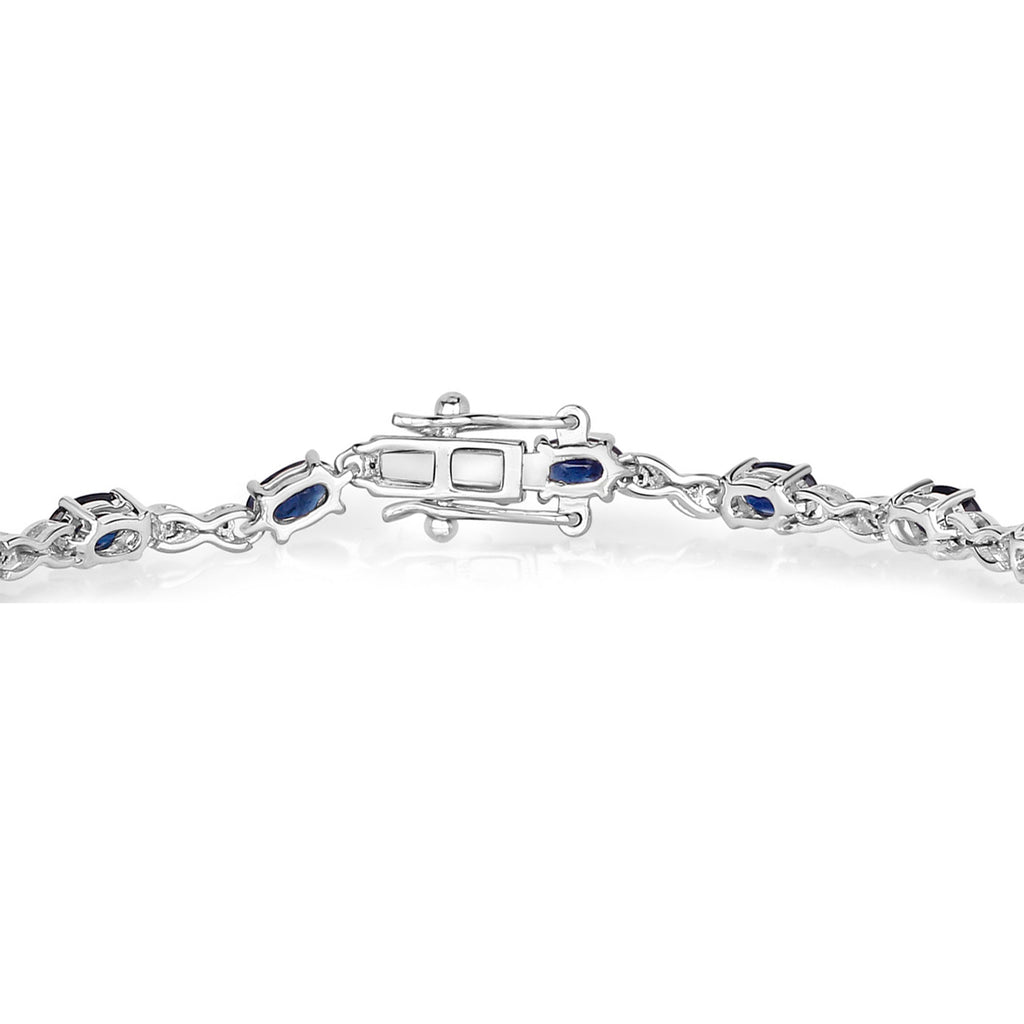Blue Sapphire Bracelet With Diamonds 3.6 Carats 14K White Gold