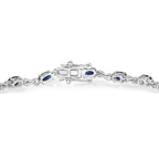 Blue Sapphire Bracelet With Diamonds 3.6 Carats 14K White Gold
