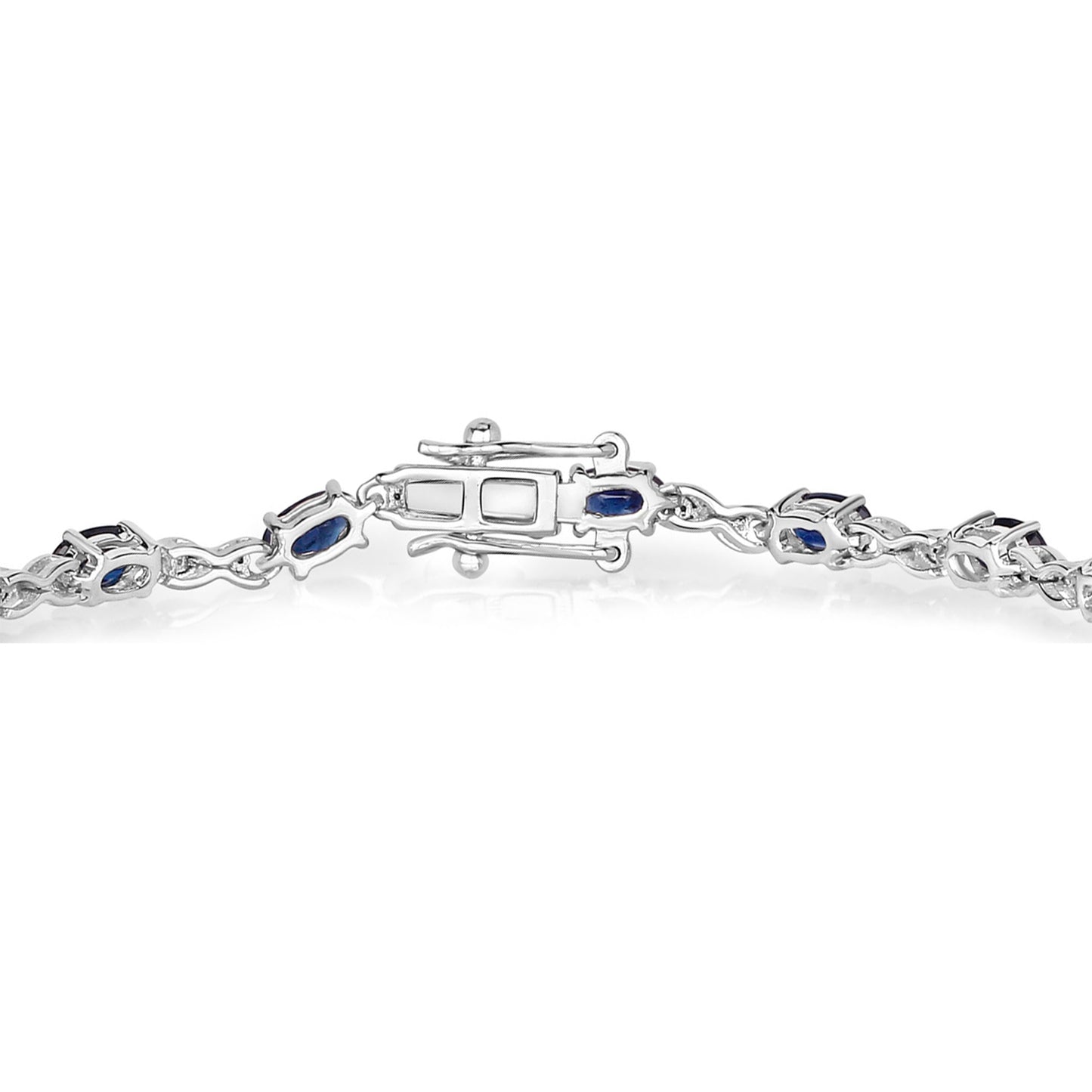 Blue Sapphire Bracelet With Diamonds 3.6 Carats 14K White Gold