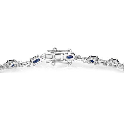 Blue Sapphire Bracelet With Diamonds 3.6 Carats 14K White Gold