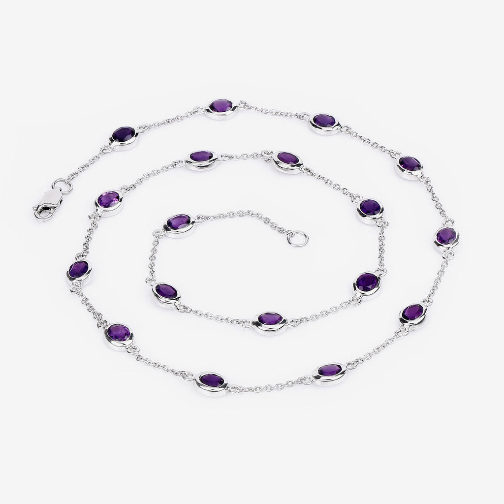 Amethyst Necklace 6.1 Carats Sterling Silver