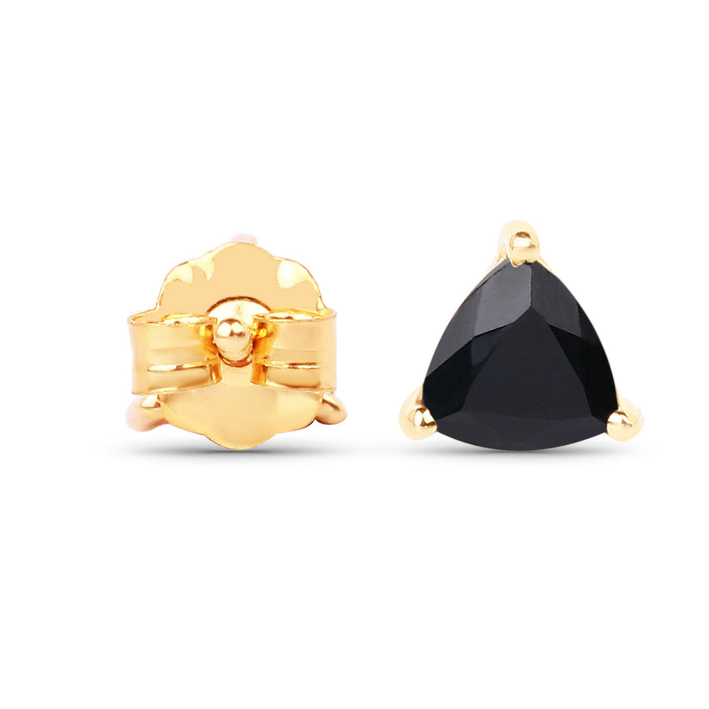 Black Sapphire Stud Earrings 0.68 Carats 14K Yellow Gold