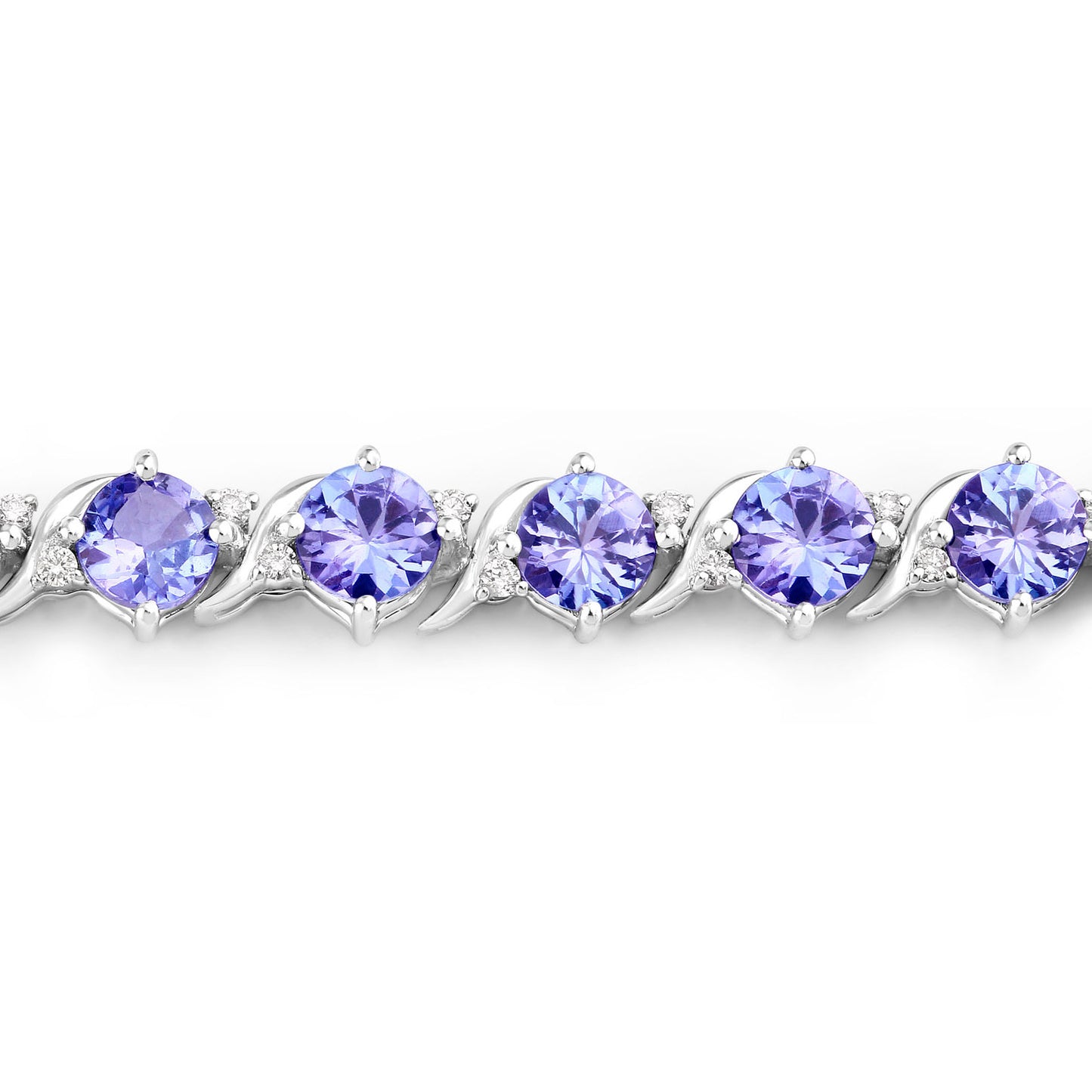 Tanzanite Tennis Bracelet Diamonds 6.9 Carats 14K White Gold