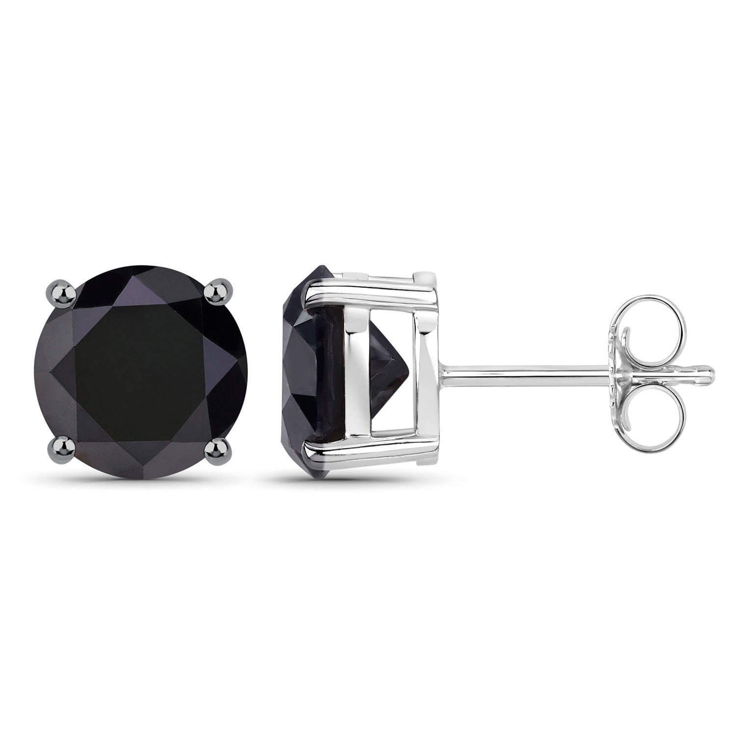 Black Diamond Earrings 5.4 Carats 14K White Gold