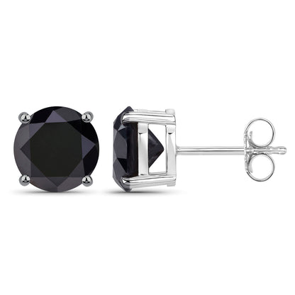 Black Diamond Earrings 5.4 Carats 14K White Gold