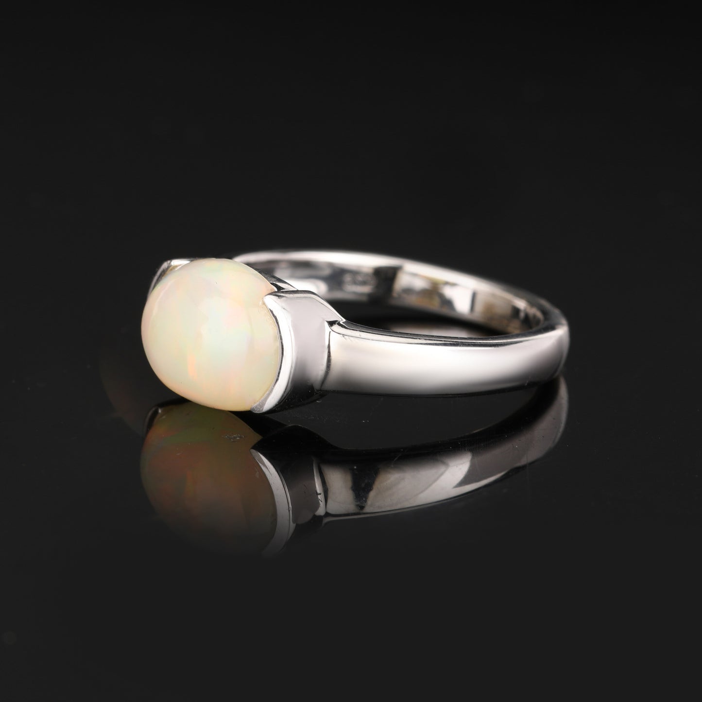 Natural Ethiopian Opal Ring 1.69 Carats Sterling Silver