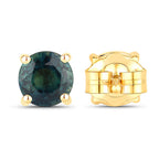 Blue Sapphire Stud Earrings 1.28 Carats 14K Yellow Gold