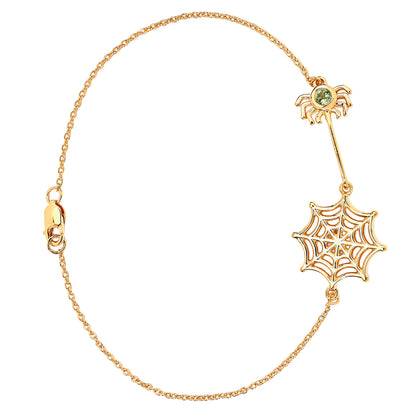 Peridot Spider Bracelet 0.08 Carats Gold Plated Silver
