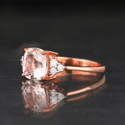Morganite Ring With Diamonds 2.43 Carats 9K Rose Gold