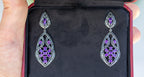 Amethyst Dangle Earrings With Black Spinels 5.74 Carats