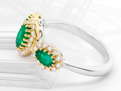 Emerald Ring With Diamonds 1.15 Carats 18K Gold