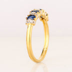 Natural Blue Sapphire Ring With White Topaz 0.94 Carats Gold Plated Silver