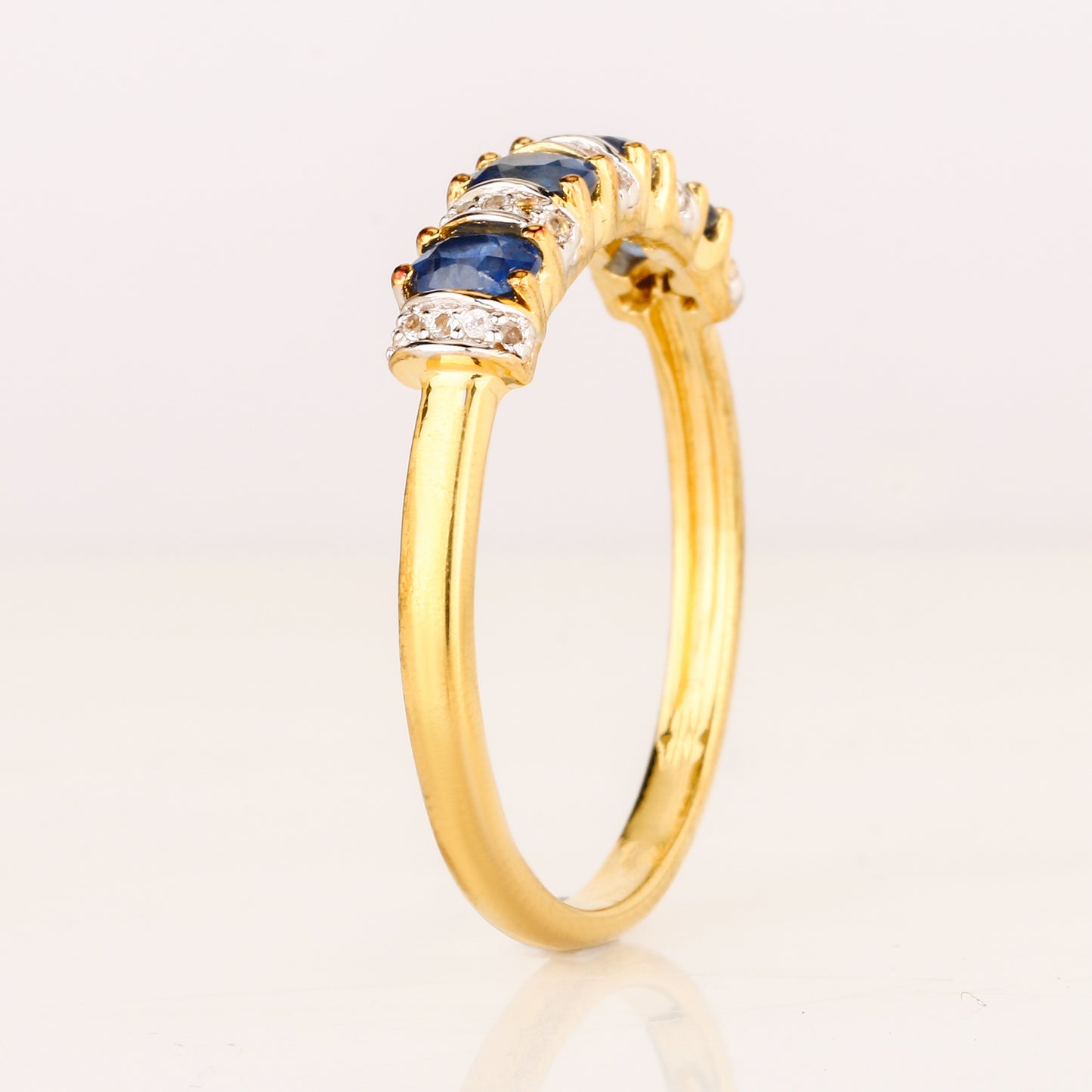 Natural Blue Sapphire Ring With White Topaz 0.94 Carats Gold Plated Silver