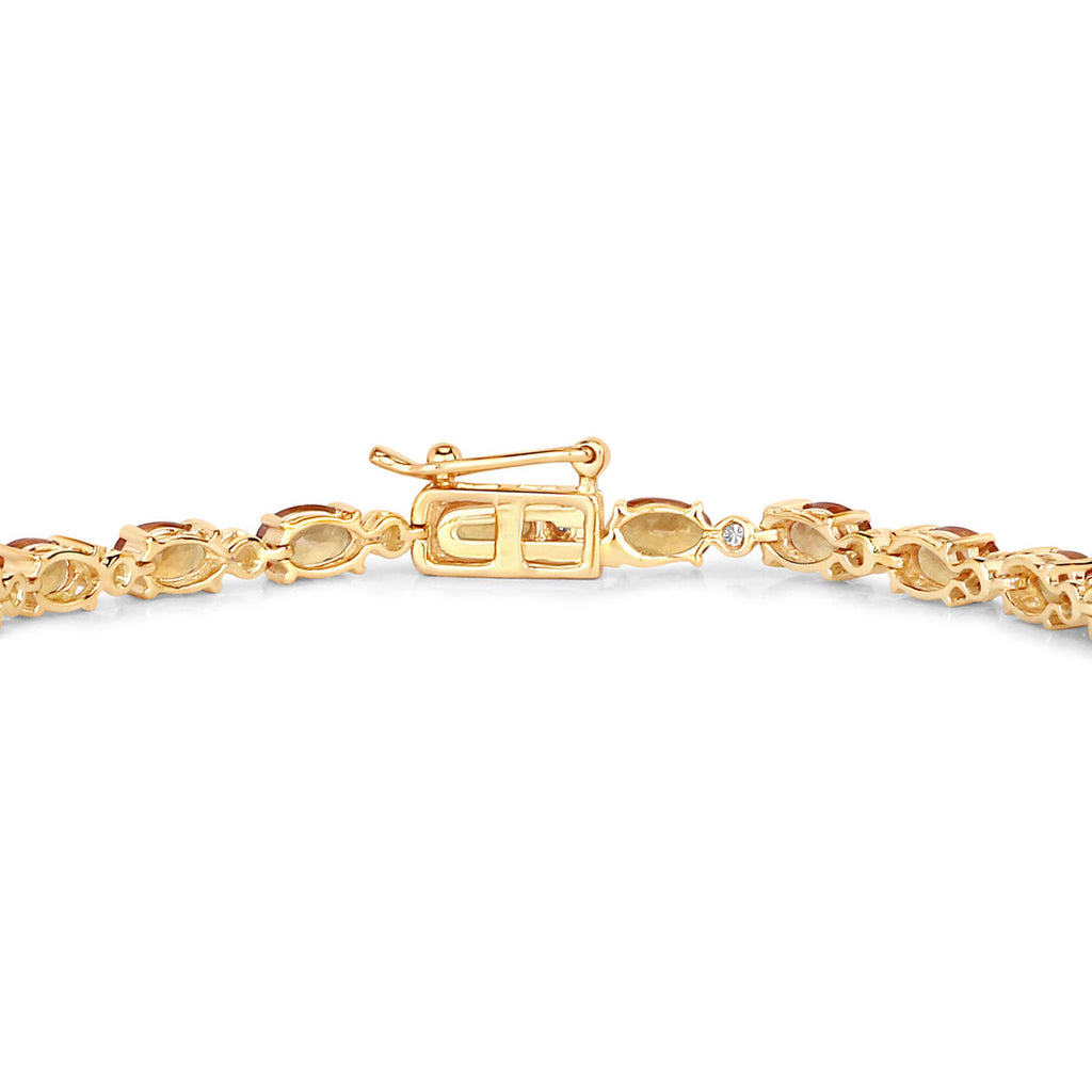 Orange Sapphire Tennis Bracelet With Diamonds 7.36 Carats 14K Yellow Gold