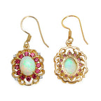 Natural Opal Earrings With Rhodolite Garnet 4.88 Carats Gold Plated Silver