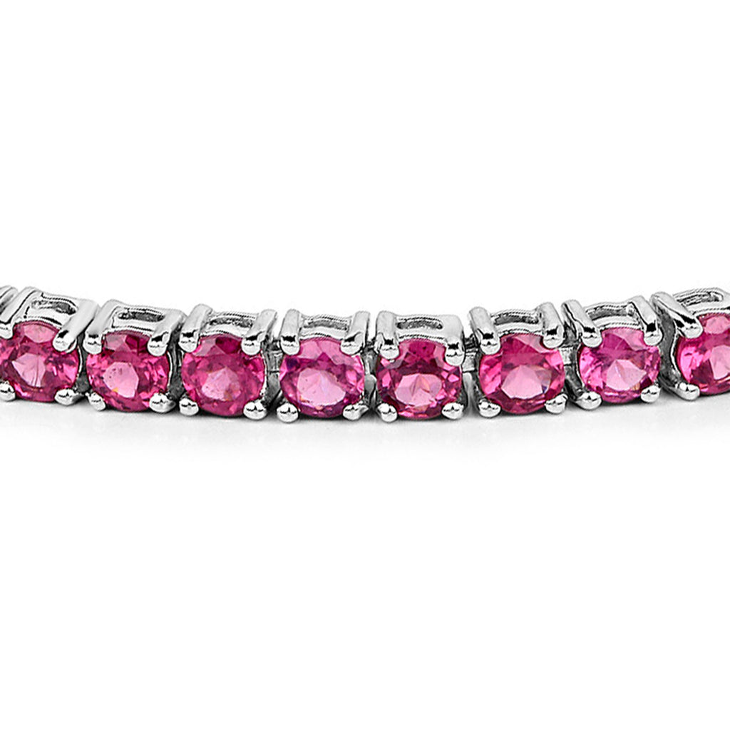 Rhodolite Garnet Bracelet With White Zircon 2.38 Carats Sterling Silver