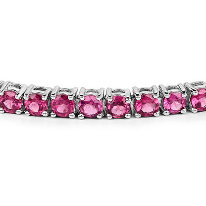 Rhodolite Garnet Bracelet With White Zircon 2.38 Carats Sterling Silver