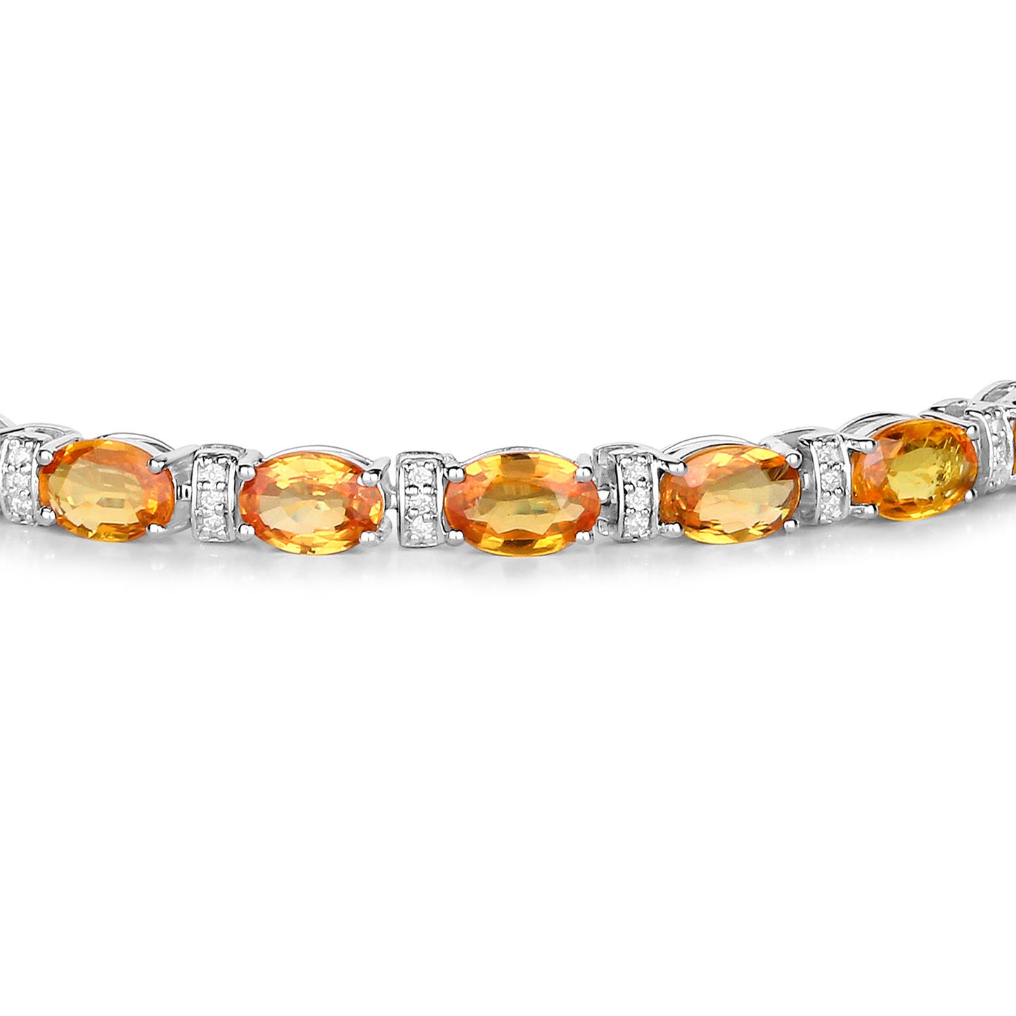 Natural Orange Sapphire Bracelet With Diamonds 16.7 Carats 14K White Gold