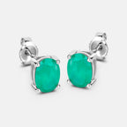 Zambian Emerald Earrings 1.42 Carats 10K White Gold