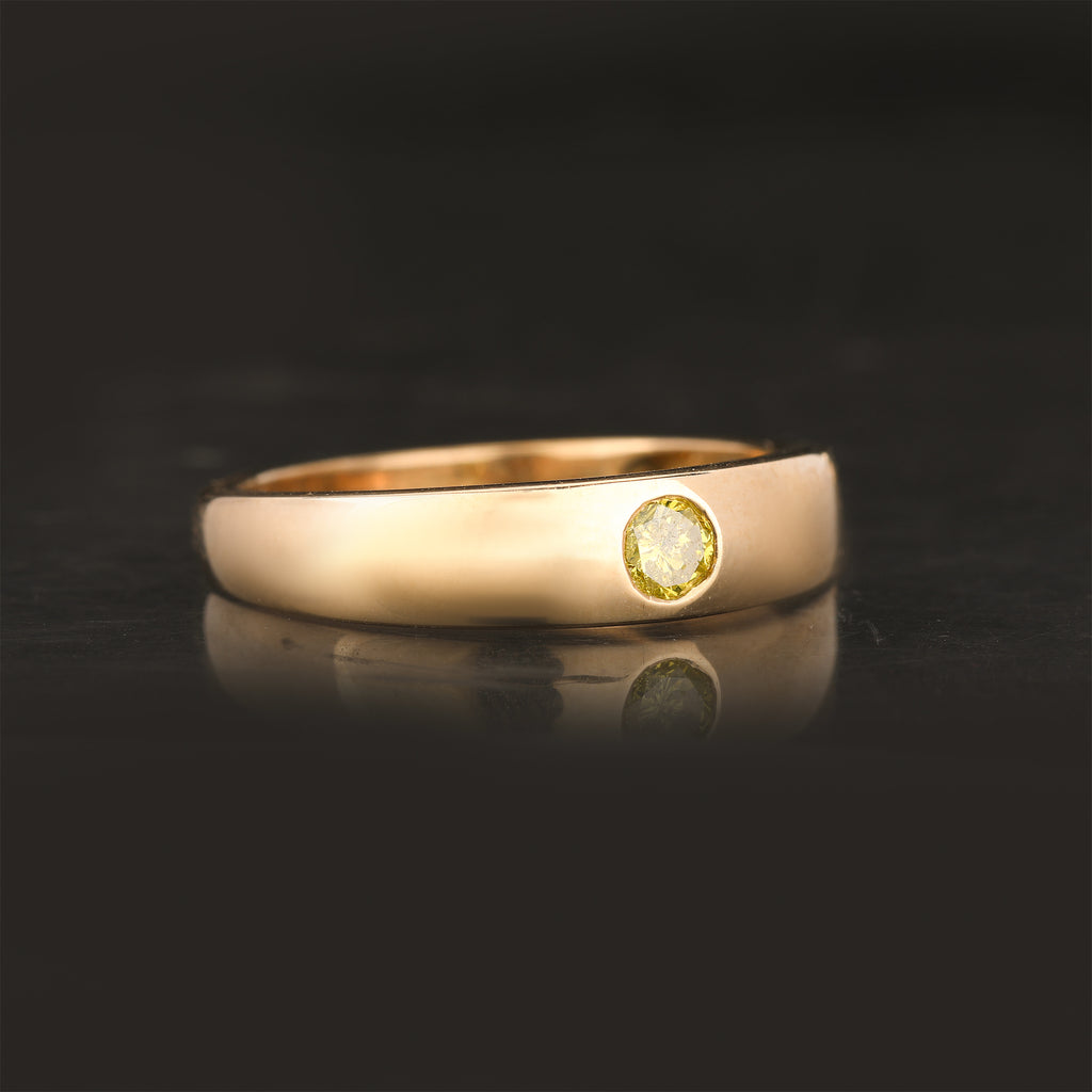 Yellow Diamond Ring 0.2 Carats 9K Yellow Gold
