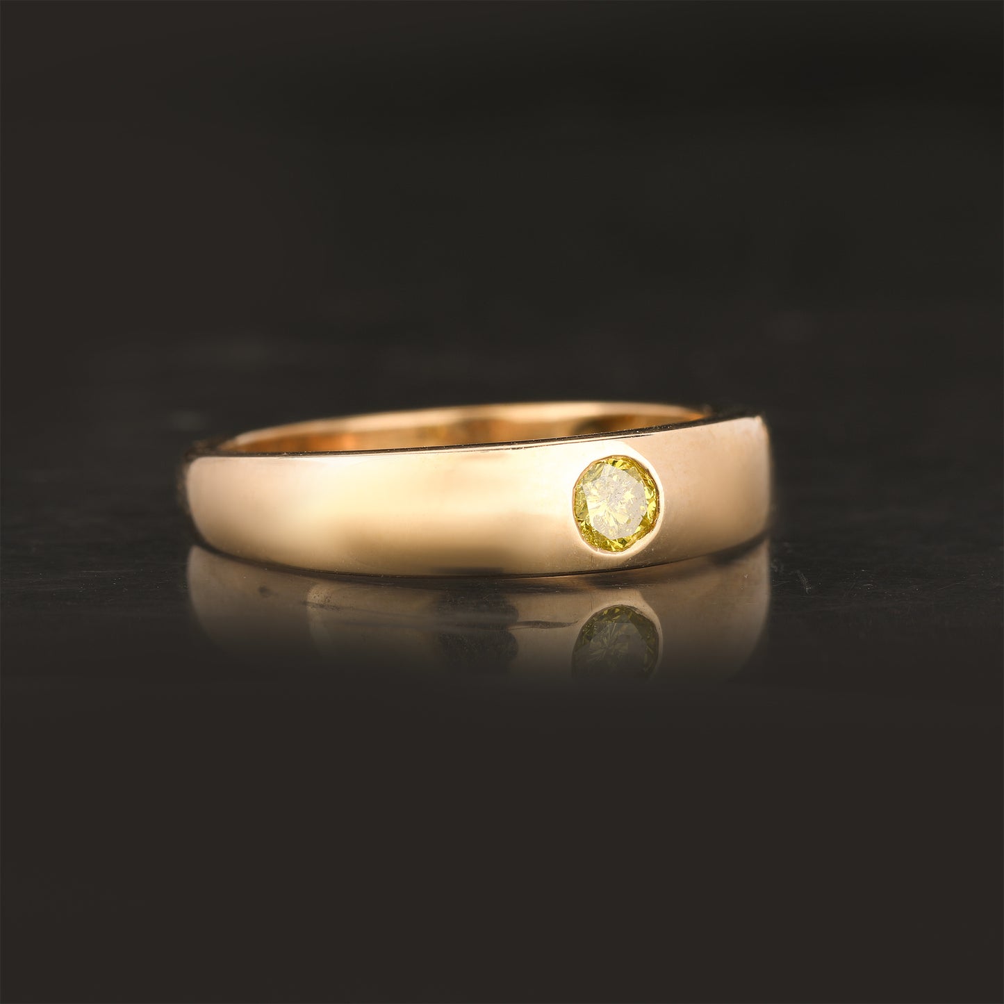 Yellow Diamond Ring 0.2 Carats 9K Yellow Gold