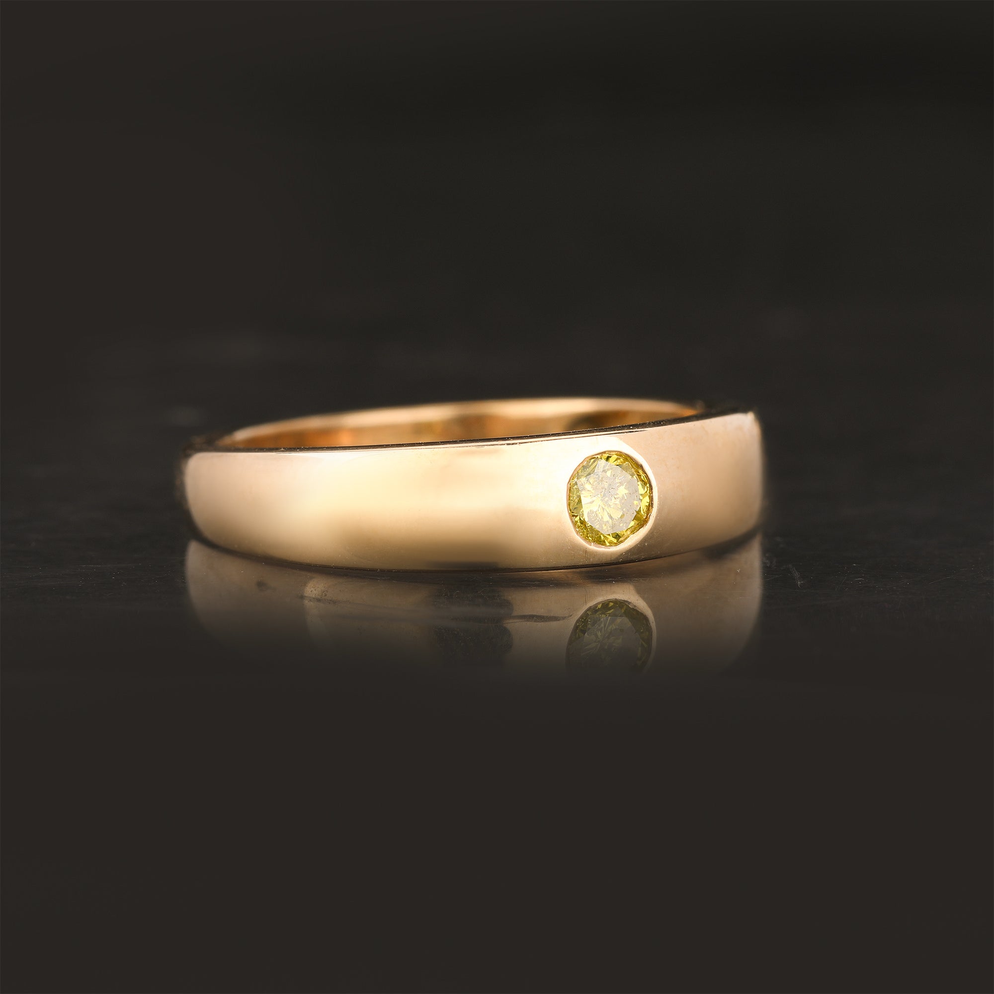 Yellow Diamond Ring 0.2 Carats 9K Yellow Gold