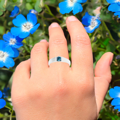 Blue Diamond Ring 0.33 Carats 9K White Gold