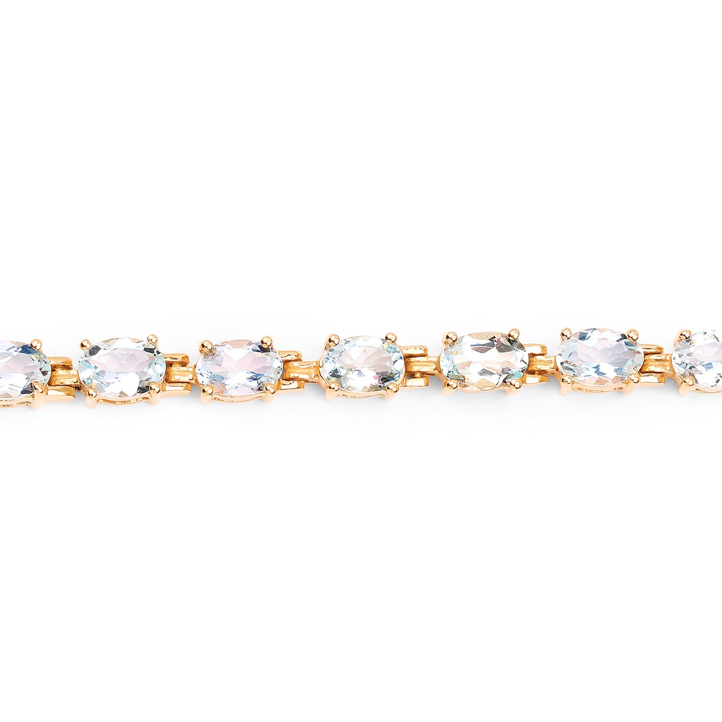 Aquamarine Tennis Bracelet 8.7 Carats 14K Gold Plated Silver