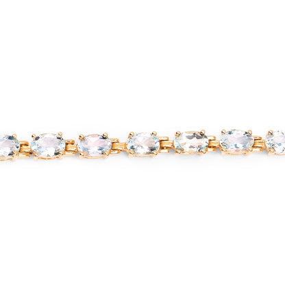 Aquamarine Tennis Bracelet 8.7 Carats 14K Gold Plated Silver